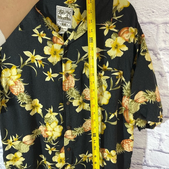 Steve & Barry's Mens Large Classic Black Floral Hawiian Short Sleeve Shirt - Picture 7 of 7